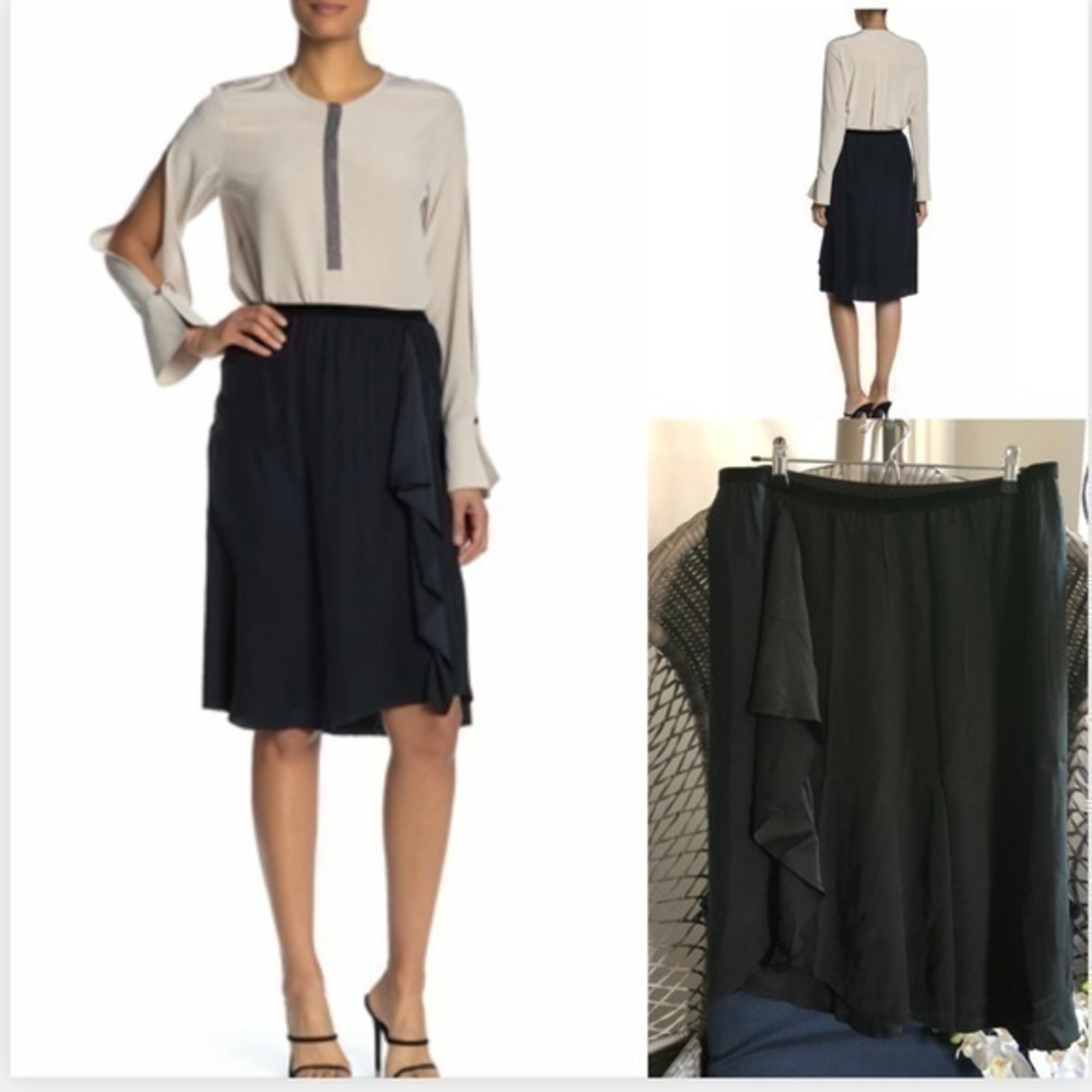 NWT Silk Skirt With Ruffle Accent C02